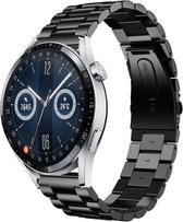 Stalen Smartwatch bandje - Geschikt voor  Huawei Watch GT 3 46mm stalen band - zwart - Zwart - Strap-it Horlogeband / Polsband / Armband