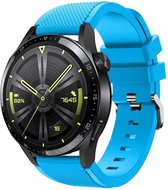 Siliconen Smartwatch bandje - Geschikt voor  Huawei Watch GT 3 46mm siliconen bandje - lichtblauw - 46mm - Strap-it Horlogeband / Polsband / Armband
