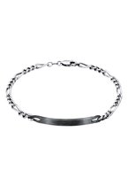 KUZZOI Heren Armbanden Mannen ID bord Figaro Discreet Classic in 925 Sterling Zilver
