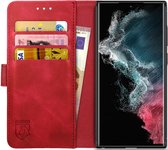 Rosso Element Book Case Wallet Hoesje Geschikt voor Samsung Galaxy S22 Ultra | Portemonnee | 3 Pasjes | Magneetsluiting | Stand Functie | Rood