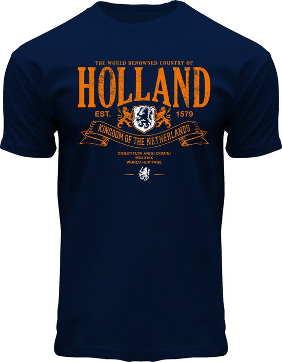 Fox Originals Holland Superior T-shirt Heren & Dames Katoen Navy Blauw Maat  S | bol