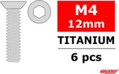 Team Corally - Titanium schroeven M4 x 12mm - Verzonkenkop binnenzeskant - 6 st
