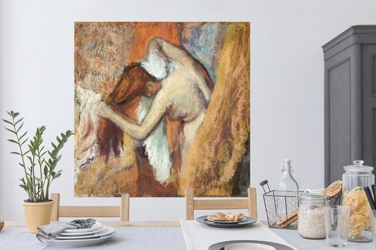 Stickers Stickers muraux - Femme s'essuyant le cou - peinture d' Edgar Degas - 120x120 cm - Feuille adhésive XXL
