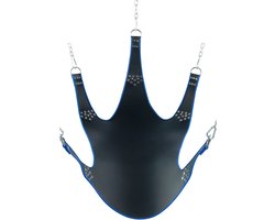 Mr. Sling Leren Draagband met Blauwe Bies 5 Punten