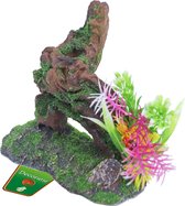 Boon aqua deco ornament polyresin boomstronk met mos en plant, 17 cm.