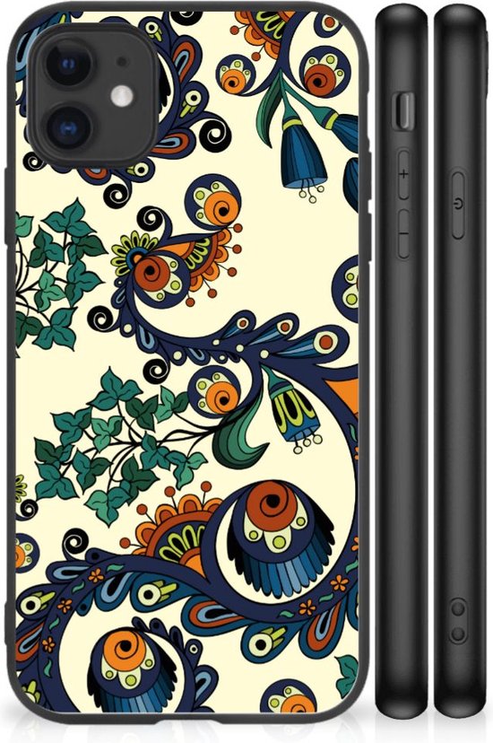 Telefoonhoesje met Naam iPhone 11 Hoesje maken met Zwarte rand Barok Flower  | bol.com