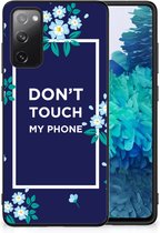 Leuk TPU Back Case Geschikt voor Samsung Galaxy S20 FE Telefoon Hoesje met Zwarte rand Flowers Blue Don't Touch My Phone