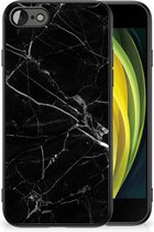 Transparant Hoesje iPhone 7/8/SE 2020/2022 Smartphone Hoesje met Zwarte rand Marmer Zwart