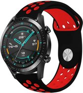 Siliconen Smartwatch bandje - Geschikt voor  Huawei Watch GT sport band - zwart rood - 42mm - Horlogeband / Polsband / Armband