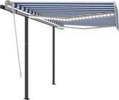 Decoways - Luifel handmatig uittrekbaar met LED 3x2,5 m blauw en wit