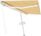 Decoways - Luifel handmatig uittrekbaar met LED 500x350 cm geel en wit