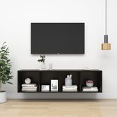 Decoways - Tv-wandmeubel 37x37x142,5 cm spaanplaat hoogglans zwart