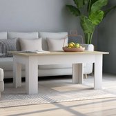 Decoways - Salontafel 100x60x42 cm spaanplaat wit en sonoma eikenkleurig