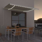 Decoways - Luifel automatisch met LED en windsensor 400x350 cm crèmekleur