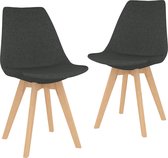 Decoways - Eetkamerstoelen 2 stuks stof donkergrijs