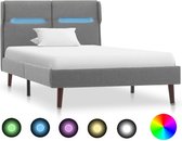 Decoways - Bedframe met LED stof lichtgrijs 100x200 cm