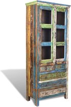 Decoways - Boekenkast met 5 lades en 2 deuren gerecycled hout meerkleurig