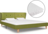 Decoways - Bed met matras stof groen 160x200 cm