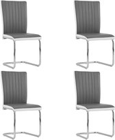Decoways - Eetkamerstoelen 4 st kunstleer grijs