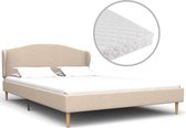 Decoways - Bed met matras stof beige 140x200 cm