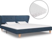 Decoways - Bed met matras stof blauw 180x200 cm