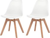 Decoways - Eetkamerstoelen 2 stuks kunstleer wit