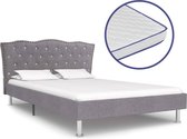 Decoways - Bed met traagschuim matras stof lichtgrijs 140x200 cm