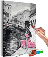 Doe-het-zelf op canvas schilderen - Venice (A Girl In A Pink Dress).