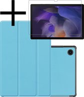 Samsung Galaxy Tab A8 Hoesje Met Screenprotector Zwart Book Case Cover Met Screen Protector - Licht Blauw