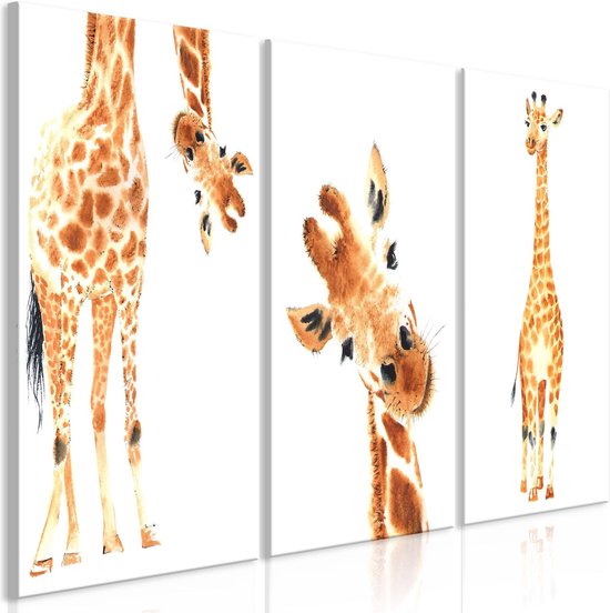 Schilderij - Funny Giraffes (3 Parts).