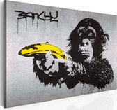 Schilderij - Stop of de aap zal schieten! (Banksy).
