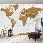 Zelfklevend fotobehang - World Map: White Oceans.