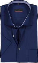 Eterna Modern Fit overhemd - korte mouw - donkerblauw structuur (contrast) - Strijkvrij - Boordmaat: 43