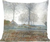 Sierkussens - Kussentjes Woonkamer - 40x40 cm - Boerderij met drie hoge bomen op de voorgrond - Piet Mondriaan