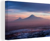 Canvas schilderij 180x120 cm - Wanddecoratie Panorama beeld van de berg Ararat in de Ararat vallei in Armenië - Muurdecoratie woonkamer - Slaapkamer decoratie - Kamer accessoires - Schilderijen