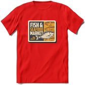 Vissen T-Shirt | Grappig Verjaardag Vis Hobby Cadeau Shirt | Dames - Heren - Unisex | Tshirt Hengelsport Kleding Kado - Rood - L