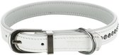 Trixie halsband hond active comfort met strass steentjes leer wit (27-33X1,5 CM)