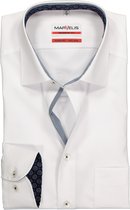 MARVELIS modern fit overhemd - mouwlengte 7 - wit (blauw contrast) - Strijkvrij - Boordmaat: 43