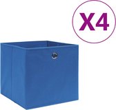 Opbergboxen 4 st 28x28x28 cm nonwoven stof blauw