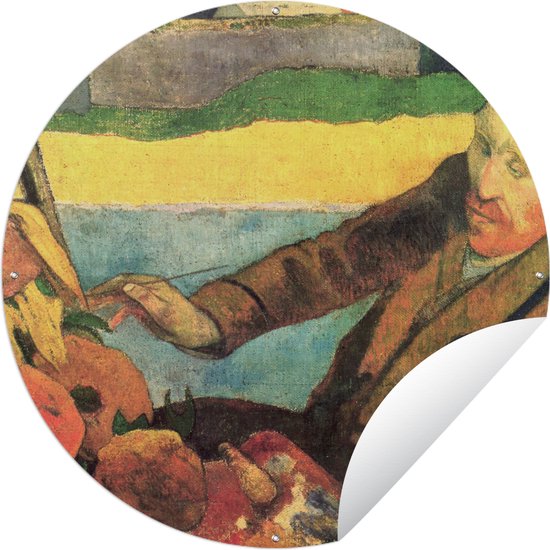 Tuincirkel De zonnebloemenschilder - Schilderij van Vincent van Gogh - 60x60 cm - Ronde Tuinposter - Buiten