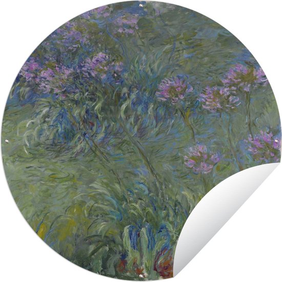 Tuincirkel Agapanthus - Schilderij van Claude Monet - 120x120 cm - Ronde Tuinposter - Buiten XXL / Groot formaat!