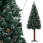 vidaXL Kerstboom met echt hout en witte sneeuw smal 180 cm groen