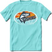 Fishing - Vissen T-Shirt | Grappig Verjaardag Vis Hobby Cadeau Shirt | Dames - Heren - Unisex | Tshirt Hengelsport Kleding Kado - Licht Blauw - L