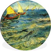 WallCircle - Wandcirkel - Muurcirkel - Vissersboten op zee - Schilderij van Vincent van Gogh - Aluminium - Dibond - ⌀ 30 cm - Binnen en Buiten