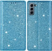 Samsung Galaxy S22 Hoesje - Coverup Glitter Book Case - Geschikt voor Samsung - Blauw