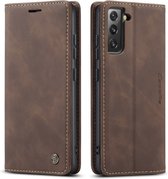 CaseMe Book Case - Samsung Galaxy S22 Hoesje - Donkerbruin