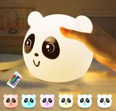LED Nachtlampje Kinderen - Panda – RGB - Met afstandsbediening - Accu – Oplaadbaar - Tafellamp – Leeslamp