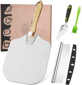 Pizzabakker Accessoires 4-Delig - Complete Set - Pizzaschep - Pizzasnijder - Siliconen Borstel - Pizzaspatel - Pizza Bakken