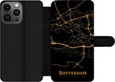 Bookcase Geschikt voor iPhone 13 Pro Max telefoonhoesje - Rotterdam - Kaart - Gold - Met vakjes - Wallet case met magneetsluiting