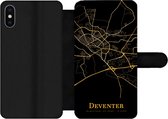 Bookcase Geschikt voor iPhone XS Max telefoonhoesje - Deventer - Kaart - Goud - Met vakjes - Wallet case met magneetsluiting